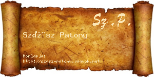 Szász Patony névjegykártya